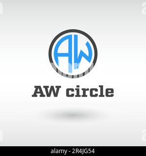 Typography AW letter with circle shape vector Logo Stock Vector