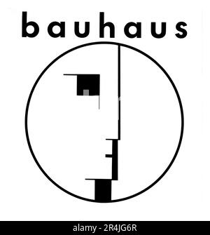 1922 , Dessau , WEIMAR , GERMANY : The Logo emblem of BAUHAUS SCHOOL of AVANTGARDE Design , Art , Architecture & Performing Arts , created by celebrated painter , sculptor,  designer and choreographer OSKAR SCHLEMMER ( 1888 - 1943 ). Bauhaus was founded by architect Walter Gropius , directed from 1919 to 1933 , grounded in the idea of creating a Gesamtkunstwerk ( comprehensive artwork ) in which all the arts would eventually be brought together . From 1978 the symbol created by Schlemmer was also adopted by the famous English Rock New Wave Dark group BAUHAUS as their official logo . - GRAPHICS Stock Photo