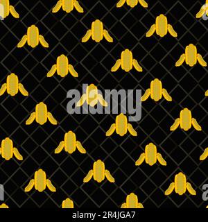 Vector Illustration Of Three Hotdog Pattern Gold and Black Colors Background Stock Vector