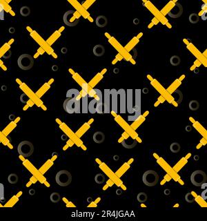 Vector Illustration of Rolling Pin Icon Pattern, Yellow, Gold and Black Colors Background Stock Vector