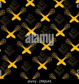 Vector Illustration Of Two Whisk Pattern Gold and Black Colors Background Stock Vector