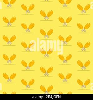 Vector Illustration of Two Chickens Icon Pattern and Yellow Colors Background Stock Vector