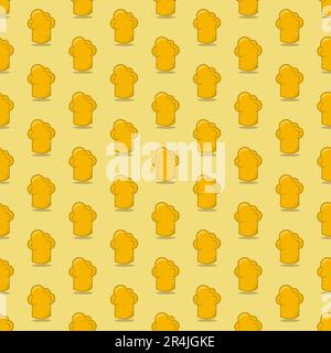 Vector Illustration of Hat Chef Icon Pattern and Yellow Colors Background Stock Vector