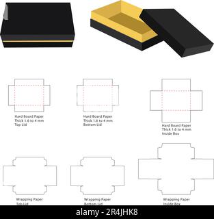 Rigid Shoulder Neck Boxes or Rigid Gift Box Die line Template Stock Vector