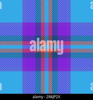 Background check tartan of plaid texture seamless with a vector pattern textile fabric in blue and purple colors. Stock Vector