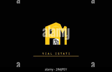 Real Estate letters Modern Creative logo PM , MP Stock Vector