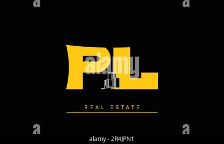 Real Estate letters Modern Creative logo PL , LP Stock Vector