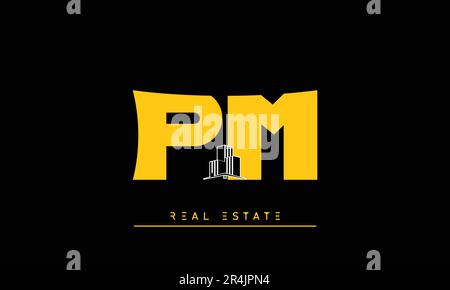 Real Estate letters Modern Creative logo PM , MP Stock Vector
