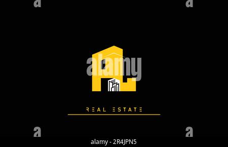 Real Estate letters Modern Creative logo PL , LP Stock Vector