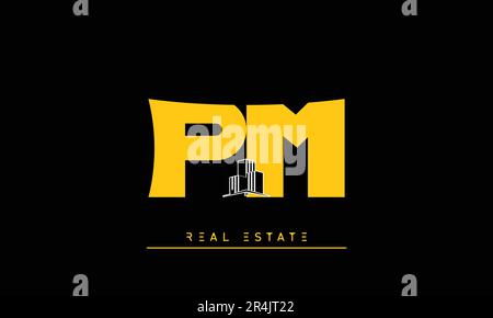 Real Estate letters Modern Creative logo PM , MP Stock Vector