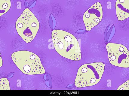 Summer cartoon fruit seamless monster lemon pattern for wrapping paper ...