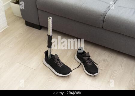 Above knee prosthesis. modern leg prosthesis Stock Photo