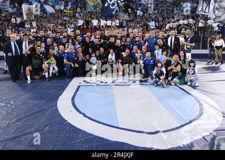 Rome, Italy. 28th May, 2023. SS Lazio Team during the Serie A match between SS Lazio and USC Cremonese at Stadio Olimpico on May 28, 2023 in Rome, Italy. Credit: Live Media Publishing Group/Alamy Live News