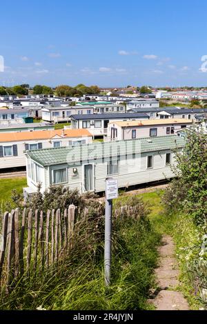 Static caravans on a holiday park on the East Coasrt of Lincolnshire , England, U.K. Stock Photo