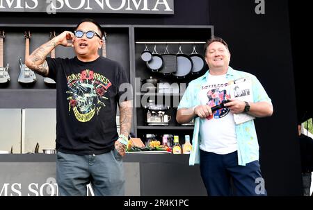 Napa, USA. 27th May, 2023. Roy Choi speaks onstage at The William Sonoma Culinary stage during BottleRock at Napa Valley Expo on May 27, 2023 in Napa, California. Photo: Casey Flanigan/imageSPACE/Sipa USA Credit: Sipa USA/Alamy Live News Stock Photo