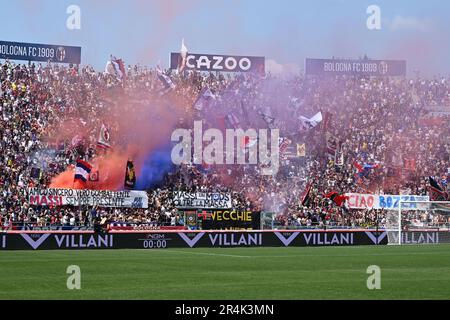 Bologna, Italy. 28th May, 2023. Supporters (Bologna) during the Italian 'Serie A' match between Bologna 2-2 Napoli at Renato Dall Ara Stadium on May 28, 2023 in Bologna, Italy. Credit: Maurizio Borsari/AFLO/Alamy Live News Credit: Aflo Co. Ltd./Alamy Live News Stock Photo