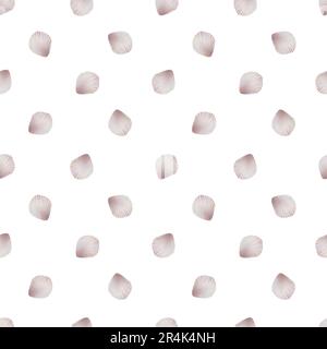 Watercolor seamless pattern with shells. Hand painting clipart underwater life objects on a white isolated background. For designers, decoration, post Stock Photo