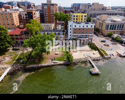View of student housing at the University of Wisconsin-Madison, Madison, Wisconsin, USA, on a beautiful summer day. Stock Photo