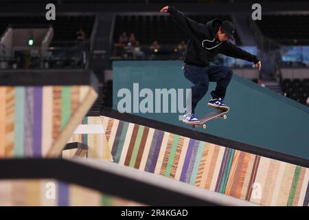 Tokyo, Japan. 26th May, 2023. Yuto Horigome (JPN) Skateboarding : 2023 UPRISING TOKYO practice at Ariake Arena in Tokyo, Japan . Credit: Naoki Morita/AFLO SPORT/Alamy Live News Stock Photo