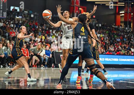 COLLEGE PARK, GA – MAY 28: Atlanta forward Naz Hillmon (00) drives to the  basket during the WNBA game between the Indiana Fever and the Atlanta Dream  on May 28th, 2023 at