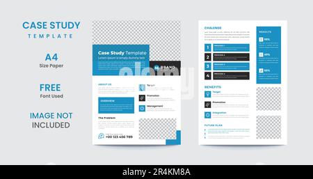 Business case study template | Case Study Booklet | Double Side Flyer Layout Stock Vector