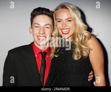 Andrew Barth Feldman and Renee Rapp at the 2018 National High School Musical Theatre Awards, aka the JIMMY AWARDS at the Minskoff Theatre in New York City on June 25, 2018.  Photo Credit: Henry McGee/MediaPunch Stock Photo