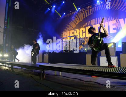 BOCA RATON - MAY 27: Loniel Robinson, Jaime Preciado, Tony Perry and Vic Fuentes of Pierce the Veil perform during The Creative Control Tour performs at The Mizner Park Amphitheatre on May 27, 2023 in Boca Raton, Florida. Credit: MPI04 / MediaPunch Stock Photo