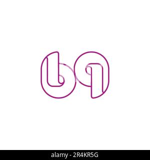letter bq circle linked thin line geometric logo vector Stock Vector