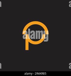 letter p yellow sun simple line logo vector Stock Vector