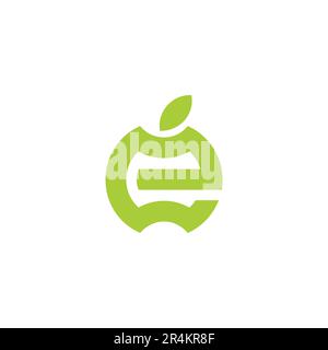 letter e eco apple fruit logo vector Stock Vector