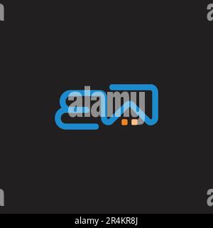 letter ew home night shape logo vector Stock Vector