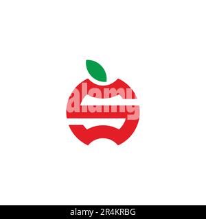 letter s apple shape simple geometric logo vector Stock Vector