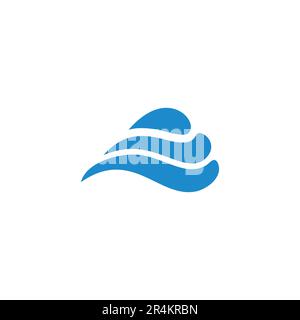 triangle blue curves waves logo vector Stock Vector
