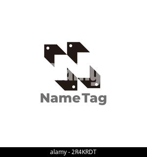 letter n name tag negative space logo vector Stock Vector