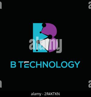 B letter Digital IT and Technology logo design. Stock Vector
