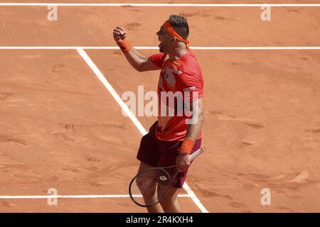 Jiri Vesely of Czech Republic during day 1 of the 2023 French Open, Roland-Garros 2023, second Grand Slam tennis tournament of the year, on May 28, 2023 at stade Roland-Garros in Paris, France - Photo: Jean Catuffe/DPPI/LiveMedia Stock Photo