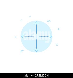 Expand arrow, fullscreen vector icon. Flat illustration. Filled line style. Blue monochrome design. Editable stroke. Adjust line weight. Stock Vector