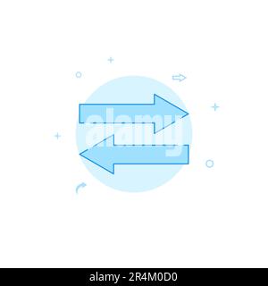 Two side opposite transfer arrows vector icon. Flat illustration. Filled line style. Blue monochrome design. Editable stroke. Adjust line weight. Stock Vector