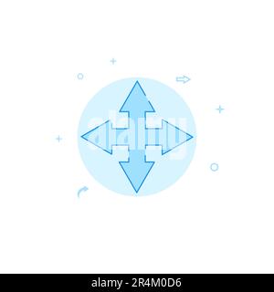 Expand arrow, fullscreen vector icon. Flat illustration. Filled line style. Blue monochrome design. Editable stroke. Adjust line weight. Stock Vector