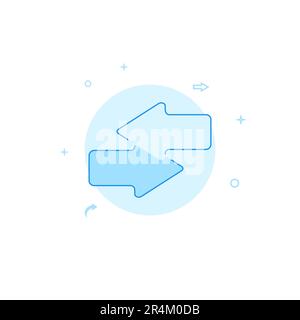 Two side opposite transfer arrows vector icon. Flat illustration. Filled line style. Blue monochrome design. Editable stroke. Adjust line weight. Stock Vector