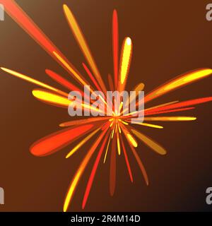 Multicolored abstract glowing festive salute, fireworks, magical energy, brilliant electric cosmic fiery of lines, stripes, rays of light on a colored Stock Vector