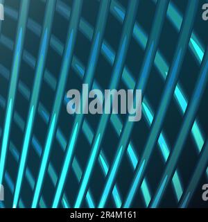 Beautiful blue abstract magical energy electric cosmic fiery lattices of lines, stripes, sticks, rods of brilliant glowing on a blue background. Vecto Stock Vector