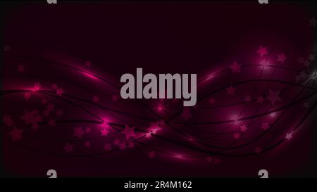 Abstract space background with wavy lines and light flares and asterisks. Purple stars on a multicolored sky background. Vector illustration Stock Vector