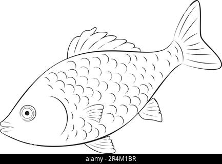 Abstract cartoon fish in simple line art style. Stock Vector