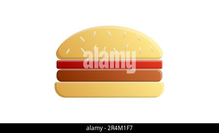 burger on a white background, vector illustration. delicious burger with filling. fast and affordable food. meat, ketchup, herbs and cheese as a filli Stock Vector