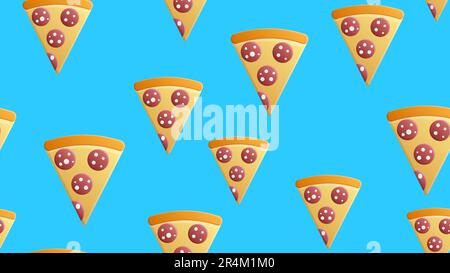 Hand drawn different pizza slices seamless pattern. Pizzeria background. Stock Vector