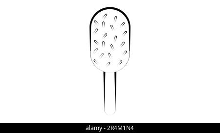 ice cream on a stick on a white background, vector illustration. black and white ice cream with nuts. in the style of a pencil drawing. sweet milk des Stock Vector