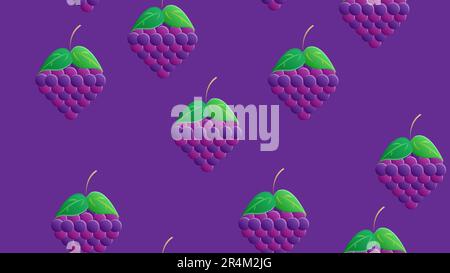 blackberry of blue color on a blue background, vector illustration, pattern. berry with a large green leaf with a branch. appetizing food illustration Stock Vector