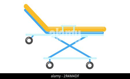 Beautiful medical cart on wheels bed in the ambulance to transport the patient on a white background. Vector illustration. Stock Vector