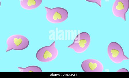 Endless seamless pattern of beautiful festive love joyful hearts in dialog clouds on a blue background. Vector illustration. Stock Vector